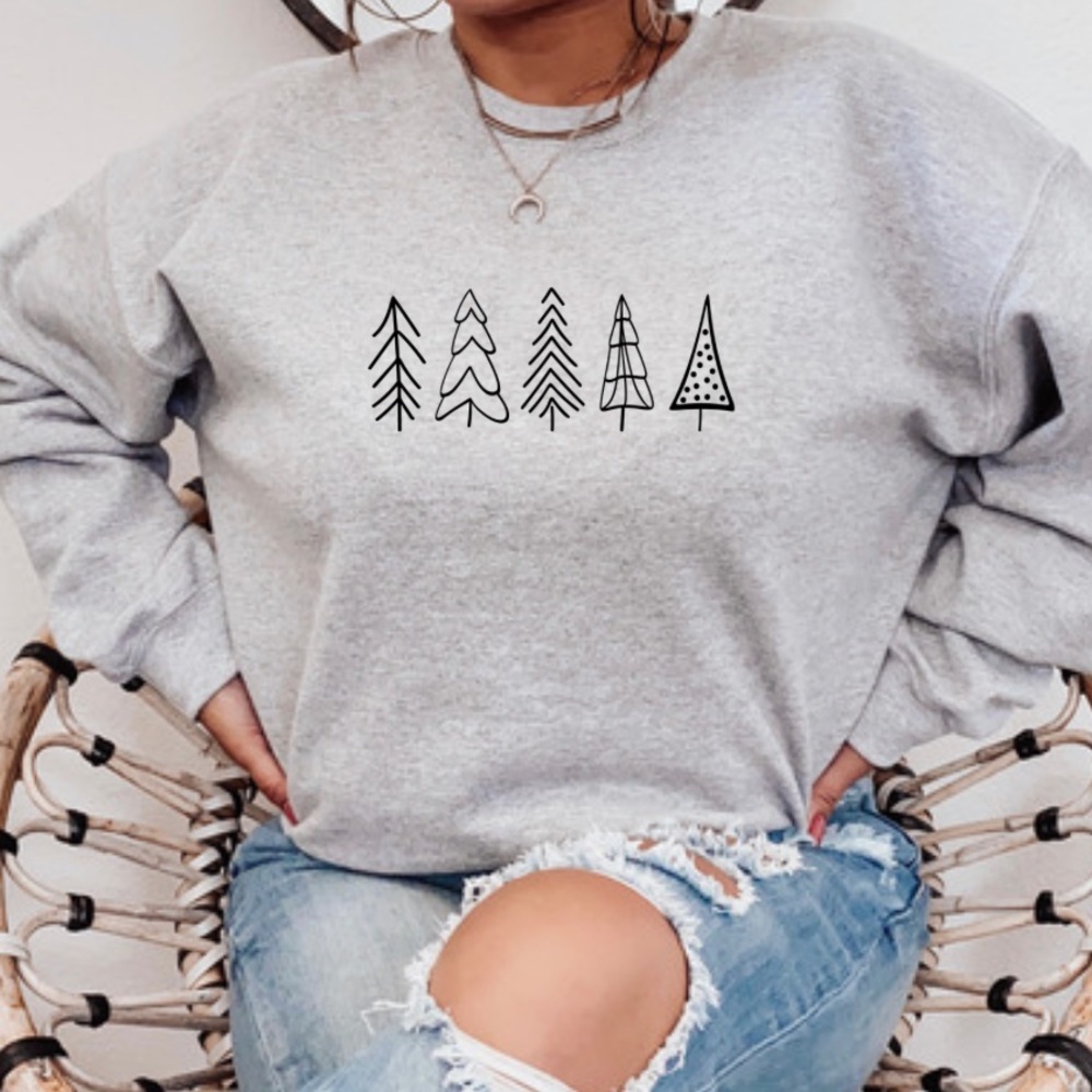 Cute Christmas Tree Christmas Crewneck Sweatshirt S-5X